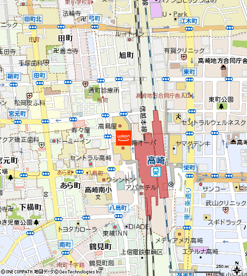 イオンスタイル高崎駅前付近の地図